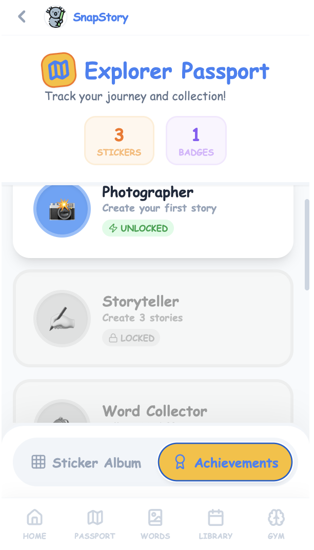 Explorer Passport with stories and badges